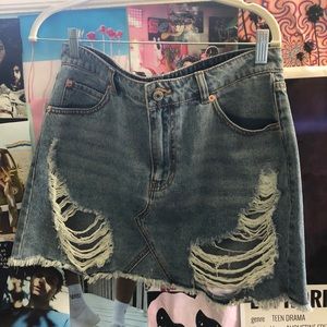 Unique ripped jean skirt
